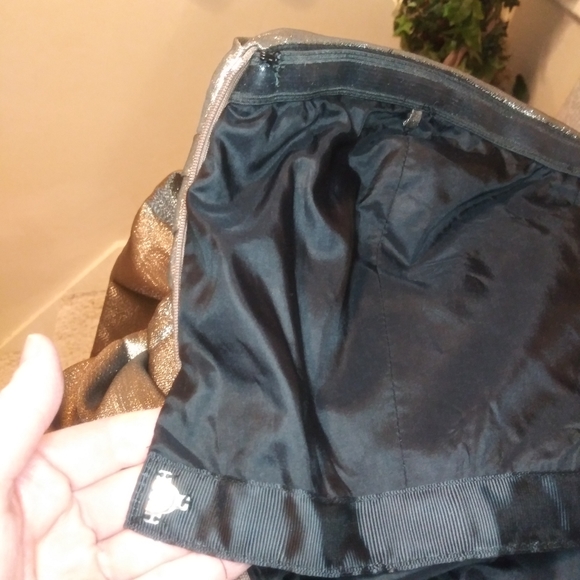 Monique Lhuillier Strapless Sparkly Bronze Lame´ Beaded Waist Evening Gown - Picture 11 of 16